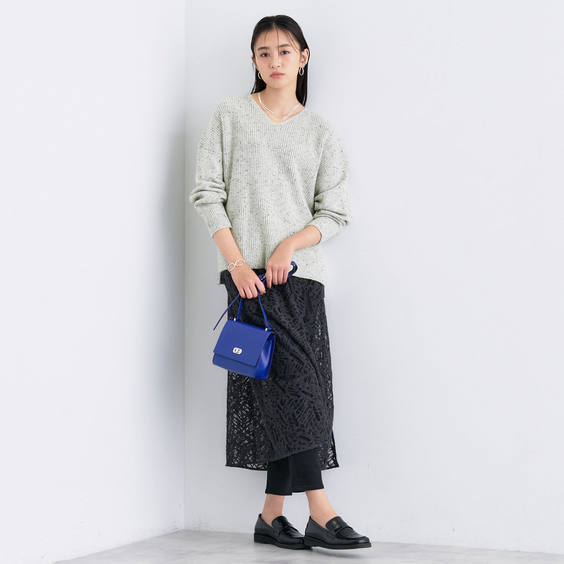 INDIVI「【洗える】カラーネップ スリットニット」|ニット・セーター|