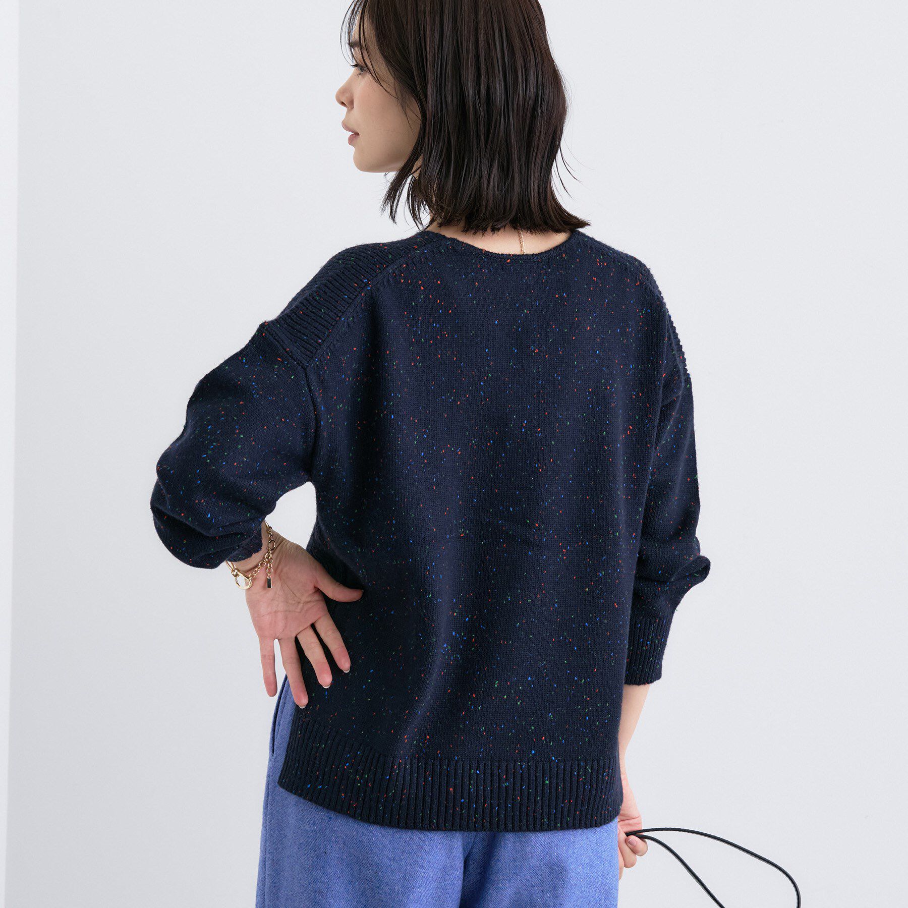 INDIVI「【洗える】カラーネップ スリットニット」|ニット・セーター|