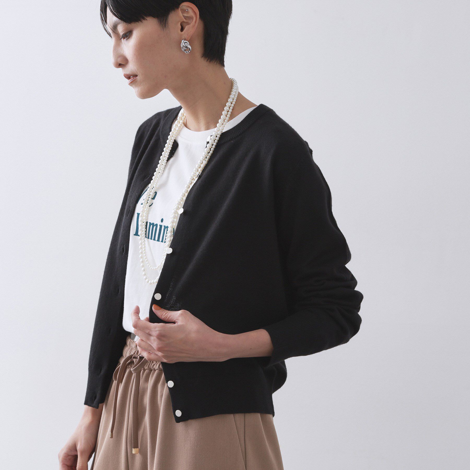 OPAQUE.CLIP「クルーニットカーディガン／エクストラファインメリノウール【THEシリーズ／洗濯機OK】」|カーディガン|