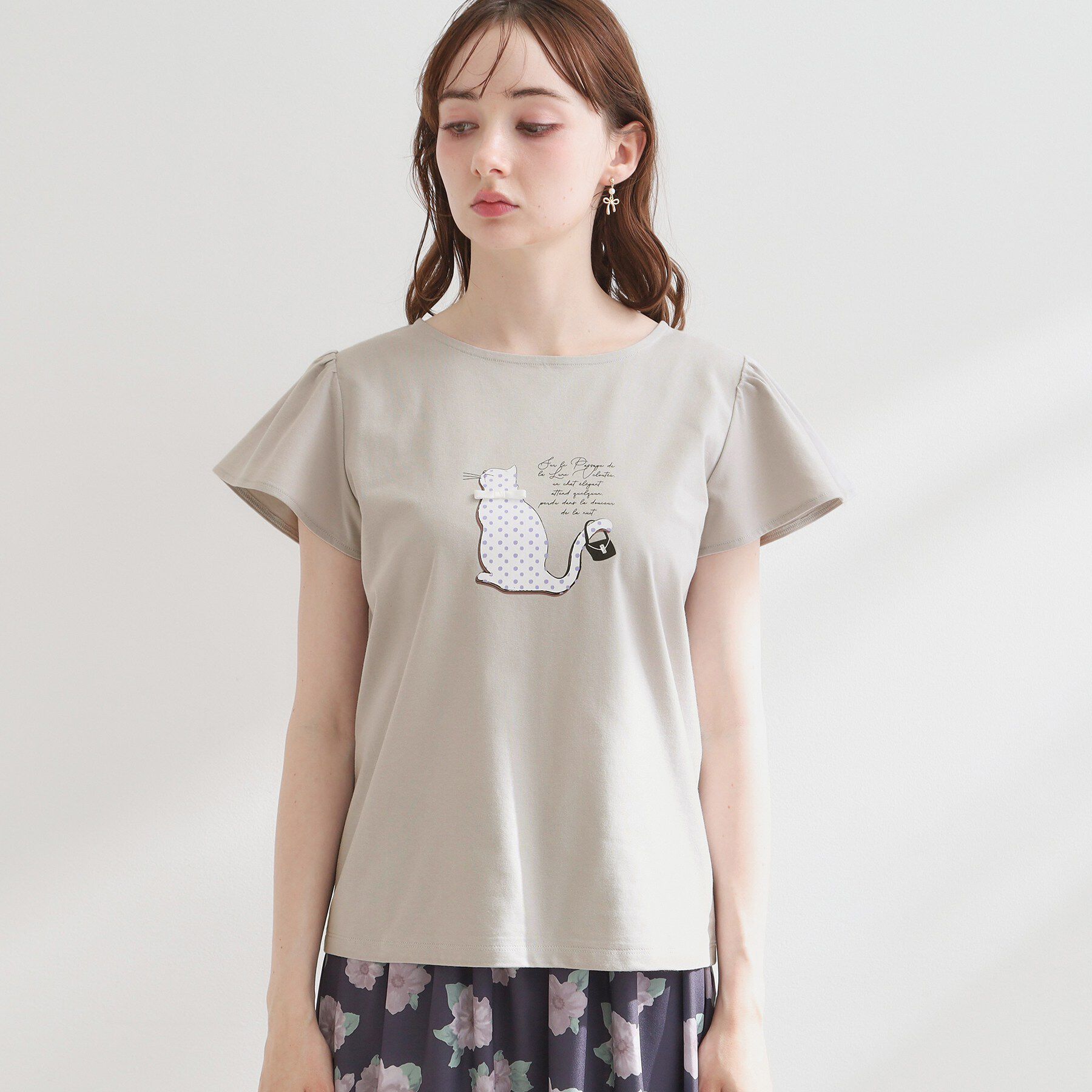 Couture broach「【接触冷感・UVカット・洗える】CATプリントTシャツ」|Tシャツ・カットソー|