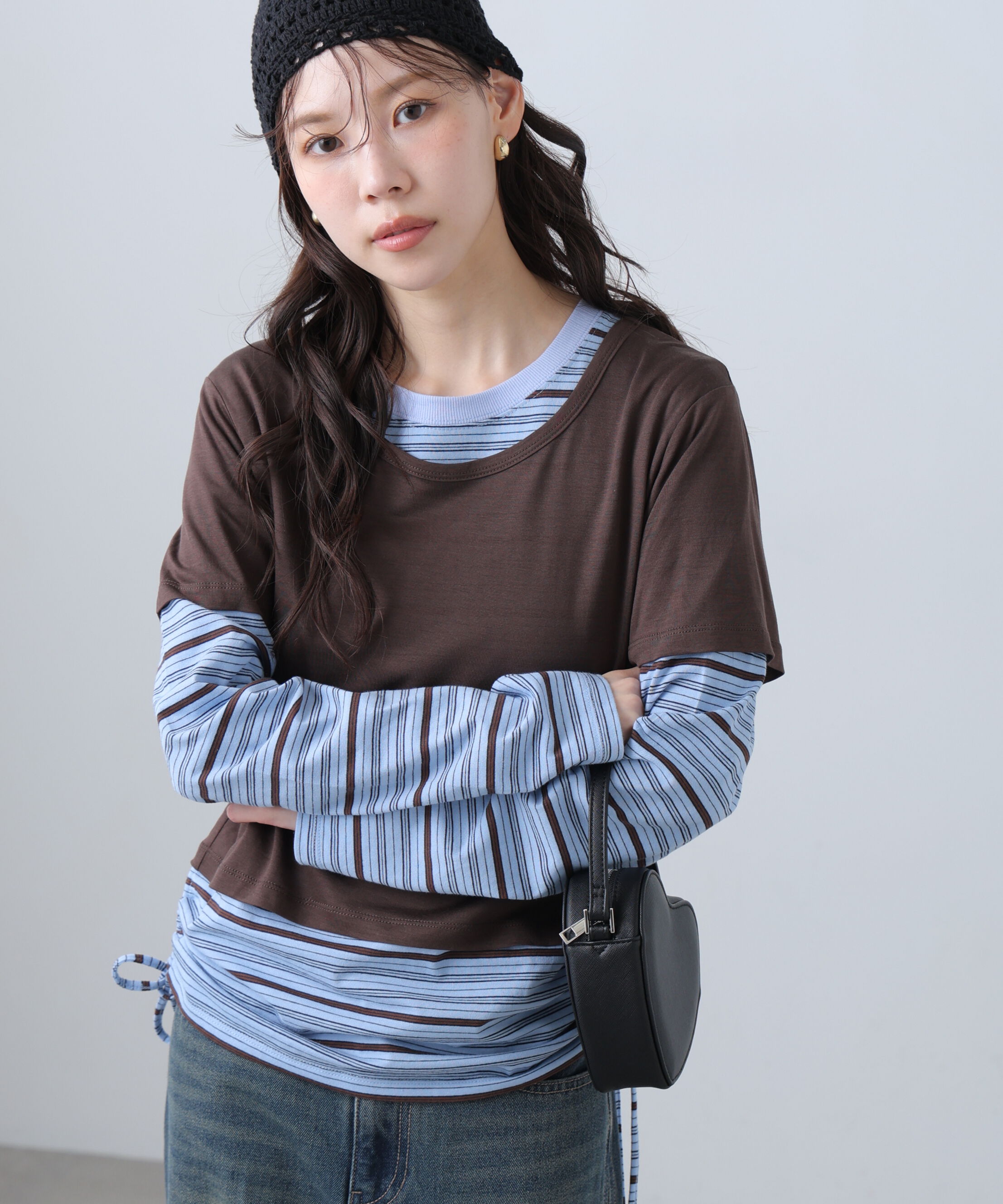  「シアーTシャツレイヤードボーダーロンT」|Tシャツ・カットソー|