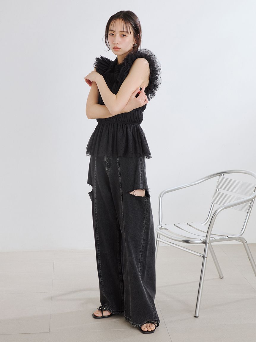 FRAY I.D「チュールコンビ2wayカットトップス」|Tシャツ・カットソー|