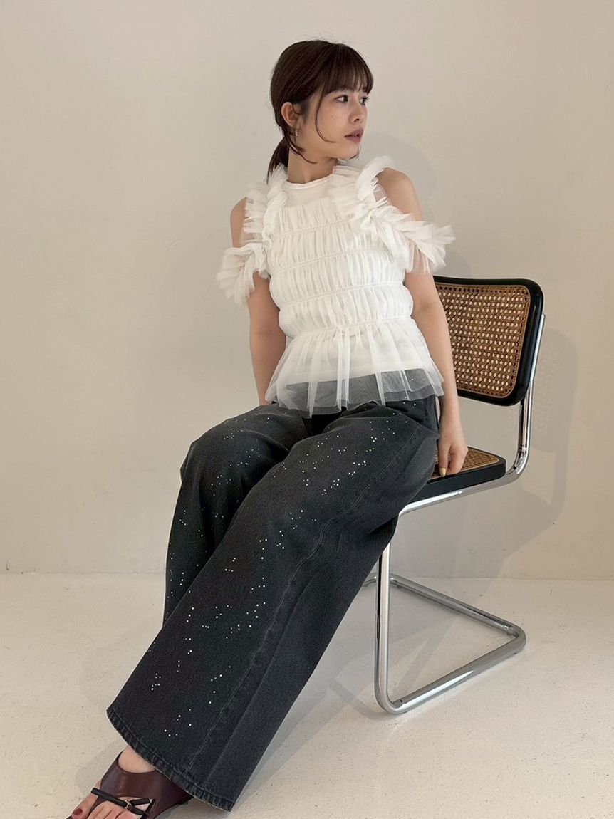 FRAY I.D「チュールコンビ2wayカットトップス」|Tシャツ・カットソー|