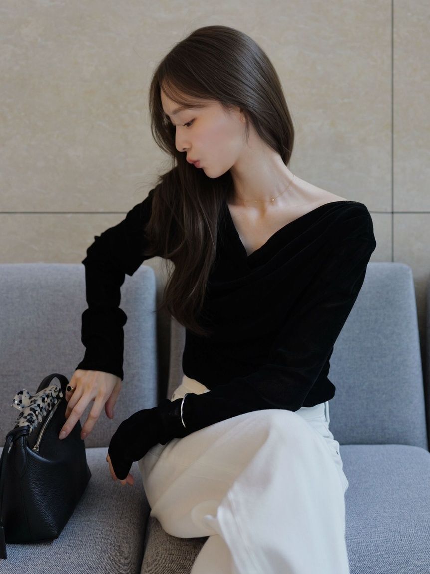 FRAY I.D「【ウォッシャブル】2wayフロッキーチュールトップス」|Tシャツ・カットソー|BLK