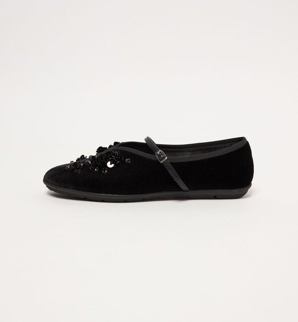 SY UNITED ARROWS「＜SY＞フラワービジューチャイナベルト フラット20&uarr;」|バレエシューズ|BLACK