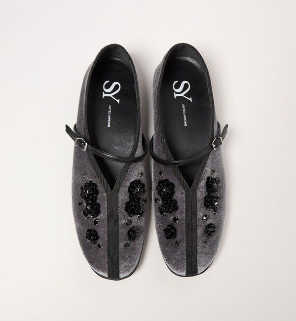 SY UNITED ARROWS「＜SY＞フラワービジューチャイナベルト フラット20&uarr;」|バレエシューズ|LT.GRAY