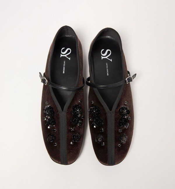 SY UNITED ARROWS「＜SY＞フラワービジューチャイナベルト フラット20&uarr;」|バレエシューズ|