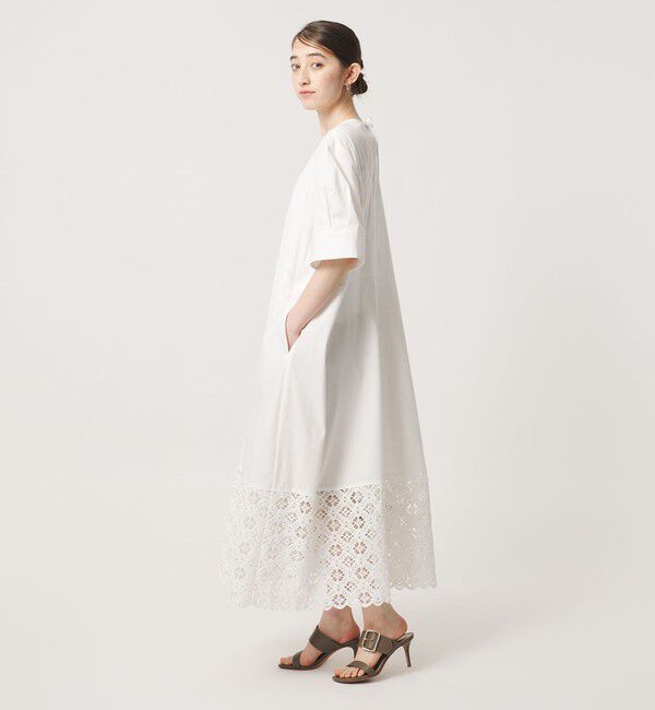 UNITED ARROWS「ラッセルレース コンビ ワンピース ‐ウォッシャブル‐」|ワンピース|WHITE