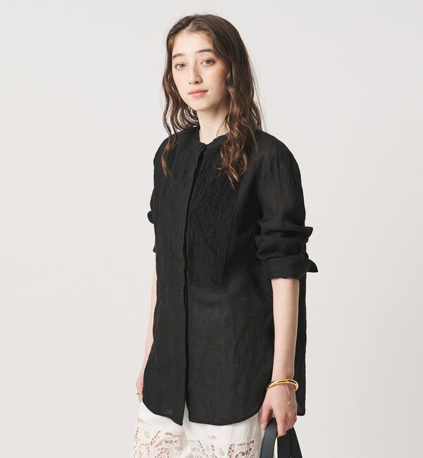 UNITED ARROWS「エンブロイダリー バンドカラー シャツ」|シャツ・ブラウス|