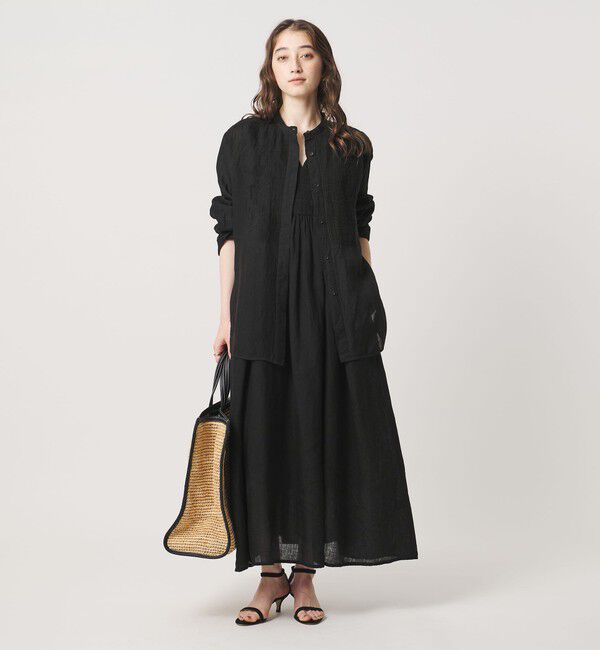 UNITED ARROWS「エンブロイダリー バンドカラー シャツ」|シャツ・ブラウス|