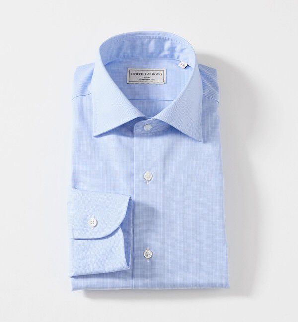 UNITED ARROWS「イージーケア AG  ファンシーチェック セミワイドカラーシャツ 抗菌防臭」|シャツ・ブラウス|LT.BLUE