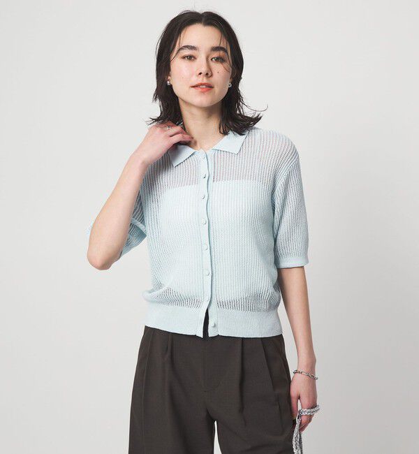 UNITED ARROWS green label relaxing「メッシュ ポロカーディガン ニット ウォッシャブル」|カーディガン|