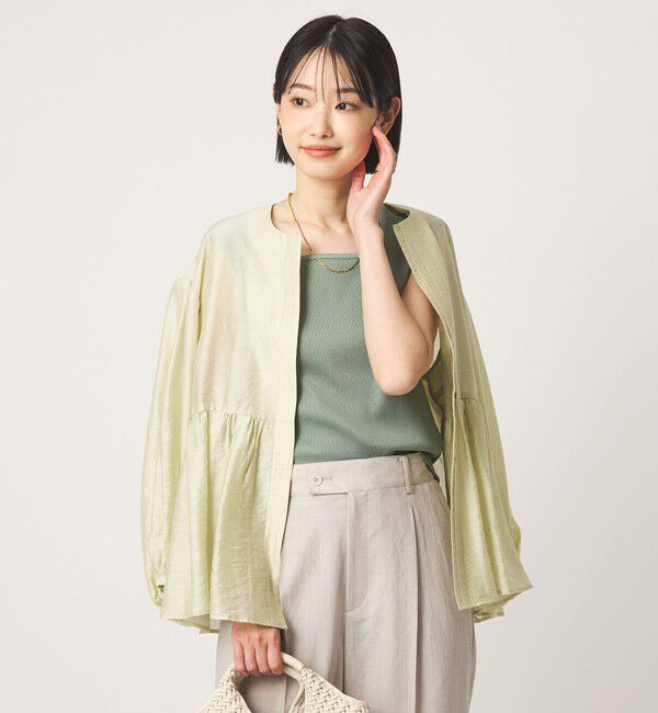 UNITED ARROWS green label relaxing「ブライトリブ デコルテ フレンチスリーブ プルオーバー カットソー」|Tシャツ・カットソー|