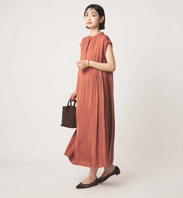UNITED ARROWS green label relaxing「サテン ギャザー フレンチスリーブ ワンピース」|ワンピース|