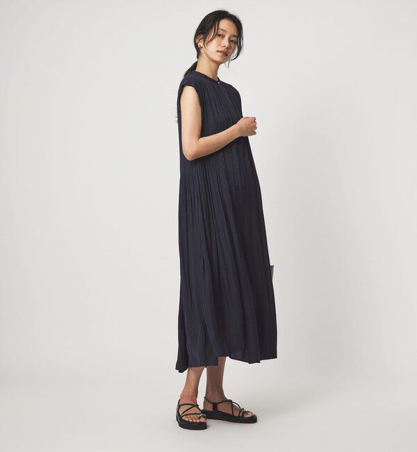 UNITED ARROWS green label relaxing「サテン ギャザー フレンチスリーブ ワンピース」|ワンピース|