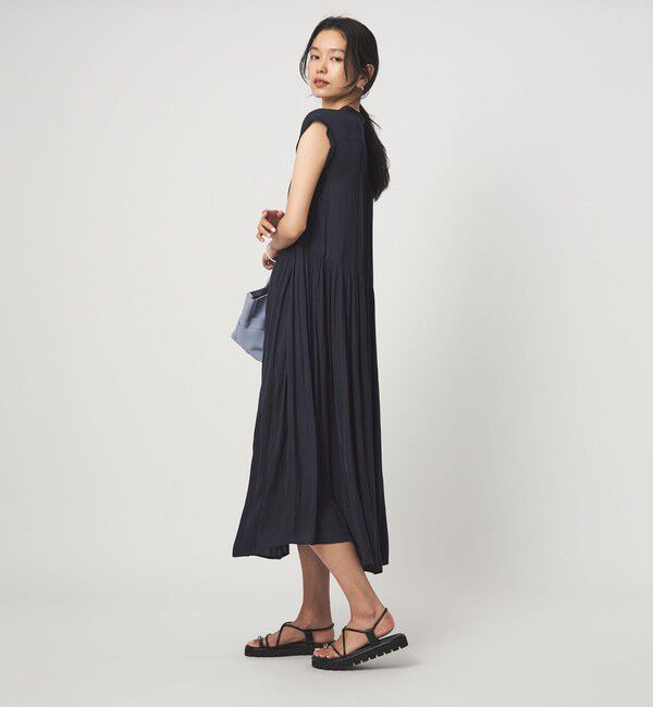 UNITED ARROWS green label relaxing「サテン ギャザー フレンチスリーブ ワンピース」|ワンピース|