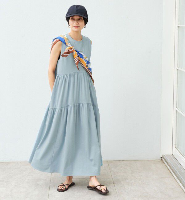 UNITED ARROWS green label relaxing「［size SHORTあり］カット ティアード ワンピース」|ワンピース|LT.BLUE