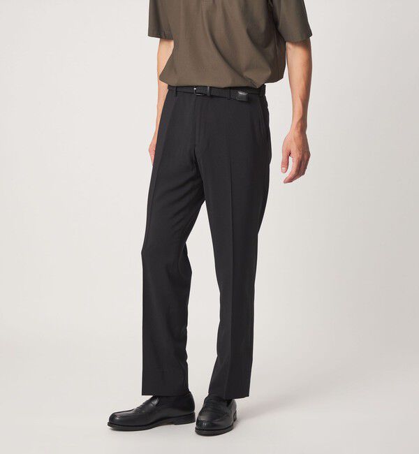 UNITED ARROWS green label relaxing「A+ air ポリエステル ピンヘッド スタンダード アジャスター スラックス -ストレッチ・通気性-」|スラックス|BLACK