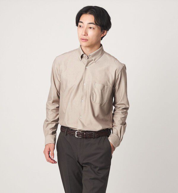 UNITED ARROWS green label relaxing「エブリット TC ツイル ジャージー スナップ ボタンダウン シャツ -ストレッチ・イージーアイロン・吸水速乾」|シャツ・ブラウス|BEIGE