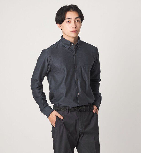 UNITED ARROWS green label relaxing「エブリット TC ツイル ジャージー スナップ ボタンダウン シャツ -ストレッチ・イージーアイロン・吸水速乾」|シャツ・ブラウス|NAVY