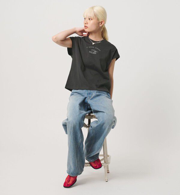 BEAUTY&YOUTH UNITED ARROWS「コットン ロゴプリント フレンチスリーブ Tシャツ」|Tシャツ・カットソー|DK.GRAY