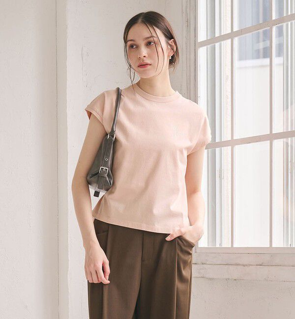 BEAUTY&YOUTH UNITED ARROWS「コットン ロゴプリント フレンチスリーブ Tシャツ」|Tシャツ・カットソー|LT.PINK