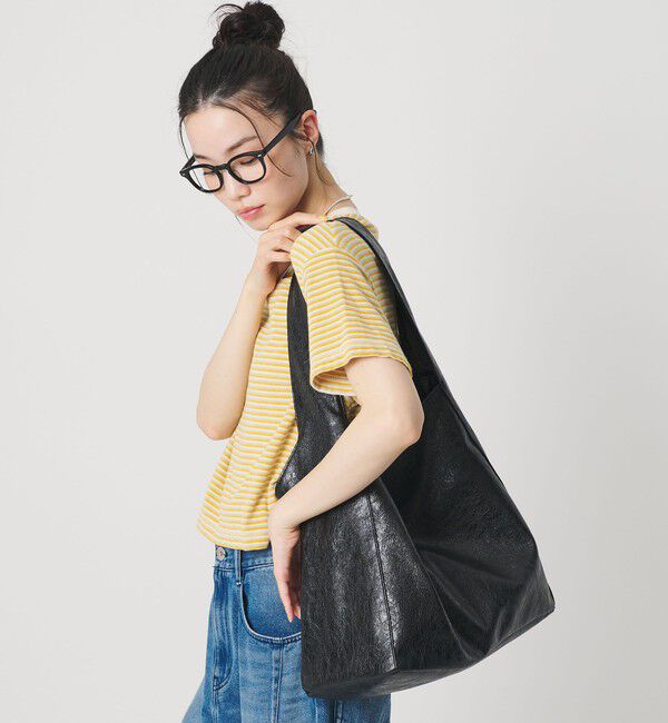 BEAUTY&YOUTH UNITED ARROWS「レザーライク ビッグ ワンショルダーバッグ」|ショルダー・メッセンジャー|BLACK