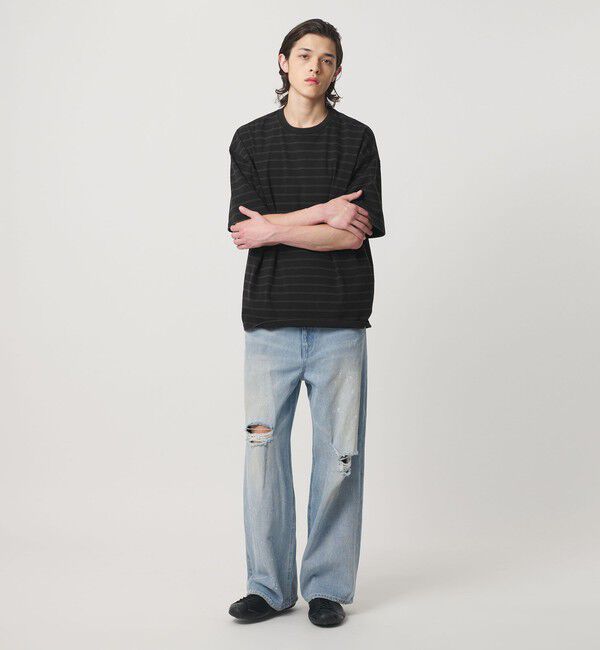 MONKEY TIME「ウォッシュド ボーダー Tシャツ」|Tシャツ・カットソー|