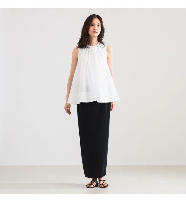 Demi-Luxe BEAMS 「ワイド ヘム ギャザー ノースリーブ ブラウス」|シャツ・ブラウス|