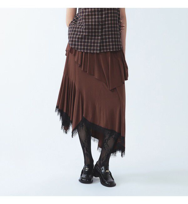 Ray BEAMS 「ランダム レースヘム スカート」|スカート|BROWN