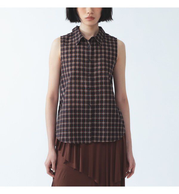 Ray BEAMS 「チェック バブーシュカ ノースリーブ シャツ」|シャツ・ブラウス|