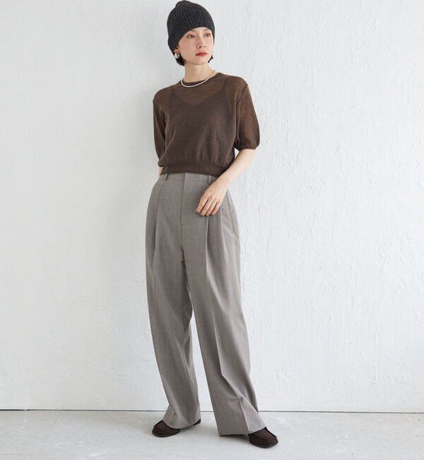 SHIPS for women「Wai＋:〈手洗い可能〉モヘヤブレンド 半袖 プルオーバー」|ニット・セーター|