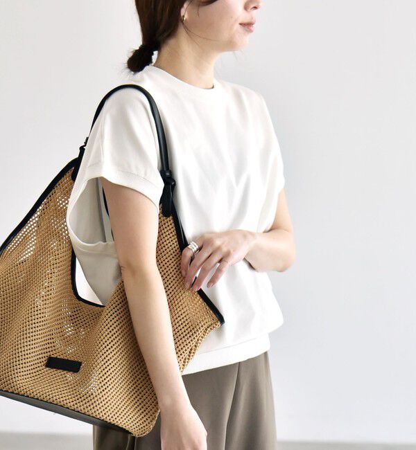 quaranciel「quaranciel:〈洗濯機可能〉ライト ポンチ コンパクト フレンチスリーブ TEE」|Tシャツ・カットソー|