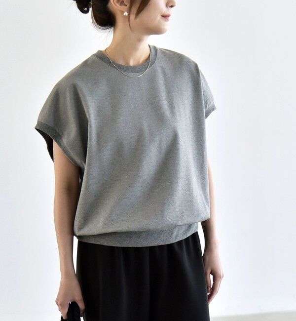 quaranciel「quaranciel:〈洗濯機可能〉ライト ポンチ コンパクト フレンチスリーブ TEE」|Tシャツ・カットソー|