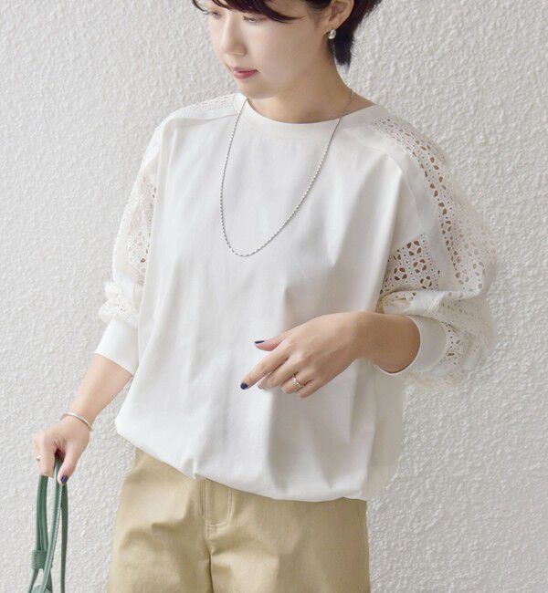 SHIPS for women「【WEB限定】〈手洗い可能〉レース コンビ カットソー」|Tシャツ・カットソー|