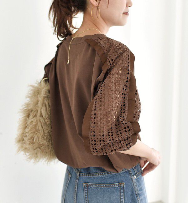 SHIPS for women「【WEB限定】〈手洗い可能〉レース コンビ カットソー」|Tシャツ・カットソー|