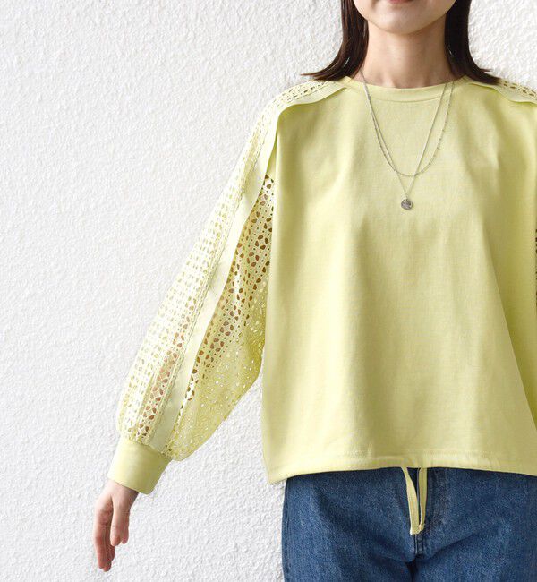 SHIPS for women「【WEB限定】〈手洗い可能〉レース コンビ カットソー」|Tシャツ・カットソー|