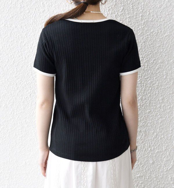 SHIPS any「SHIPS any:〈洗濯機可能〉テレコ リブ バイカラー ショートスリーブ TEE」|Tシャツ・カットソー|