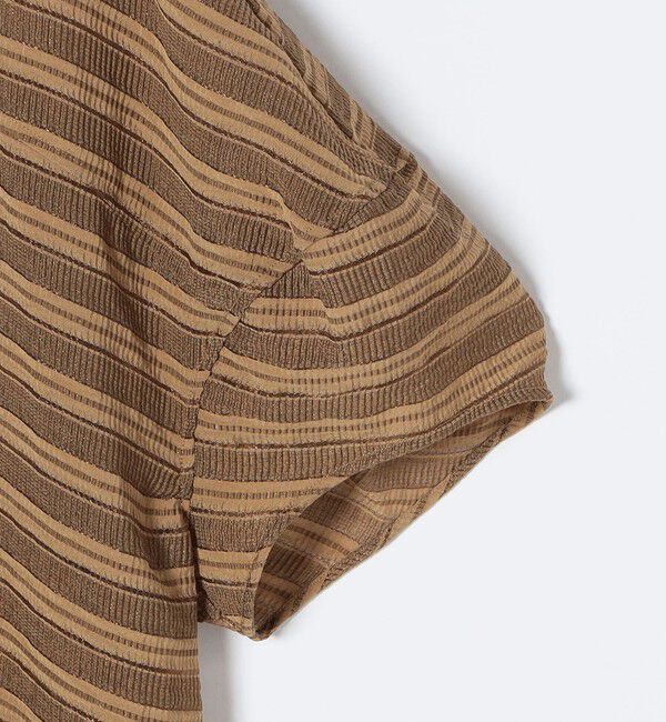 quaranciel「quaranciel:〈洗濯機可能〉ジャカード ボーダー シアー ブラウス」|シャツ・ブラウス|