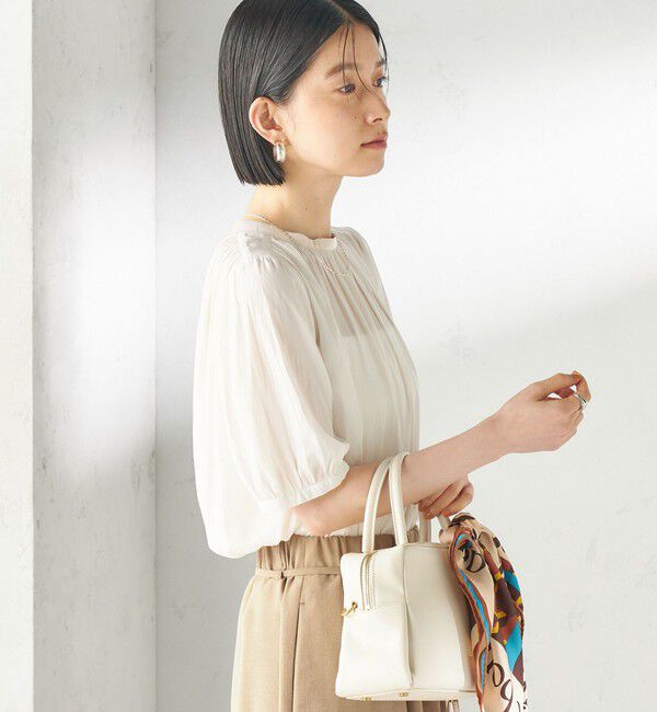 SHIPS for women「〈手洗い可能〉無地 カッセン ギャザー 半袖 ブラウス」|シャツ・ブラウス|