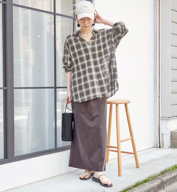 SHIPS for women「〈手洗い可能〉シアー チェック オーバー サイズ シャツ」|シャツ・ブラウス|