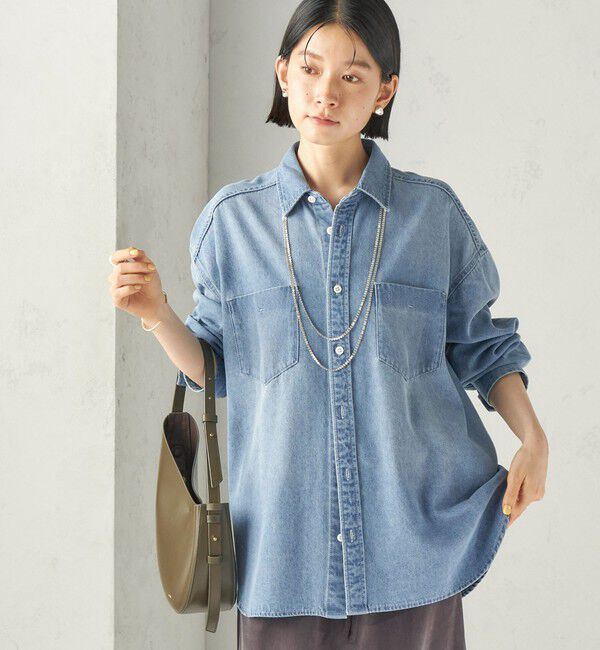 SHIPS for women「〈洗濯機可能〉7.8 oz デニム オーバー シャツ」|シャツ・ブラウス|ブルー