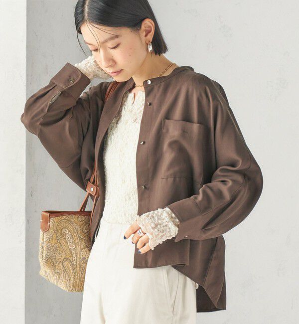 SHIPS for women「〈手洗い可能〉プリシュランク ツイル ショート シャツ 羽織」|シャツ・ブラウス|