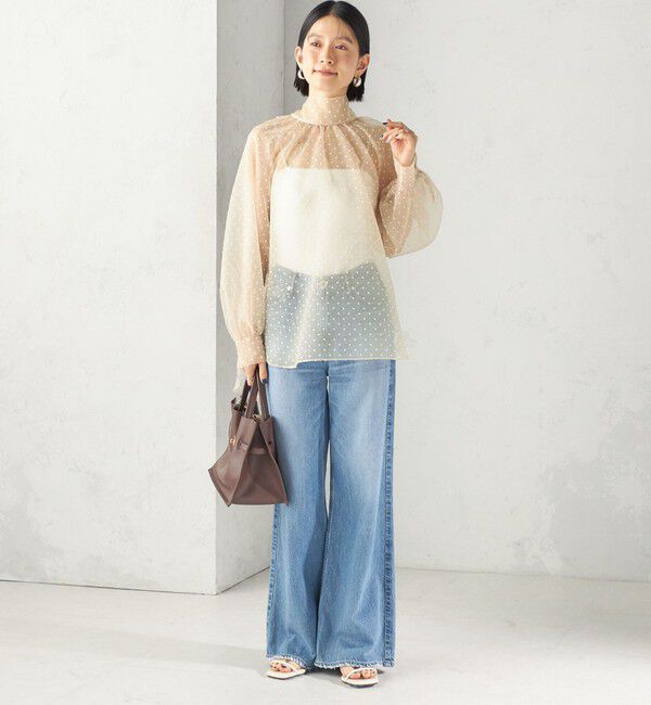 SHIPS for women「〈手洗い可能〉オーガンジー フロッキー ドット リボン ブラウス」|シャツ・ブラウス|