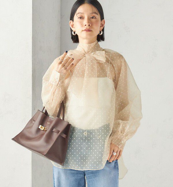SHIPS for women「〈手洗い可能〉オーガンジー フロッキー ドット リボン ブラウス」|シャツ・ブラウス|
