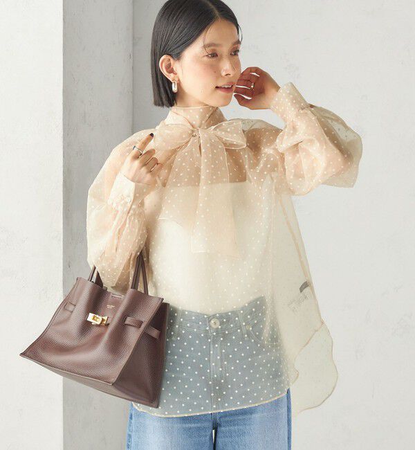 SHIPS for women「〈手洗い可能〉オーガンジー フロッキー ドット リボン ブラウス」|シャツ・ブラウス|