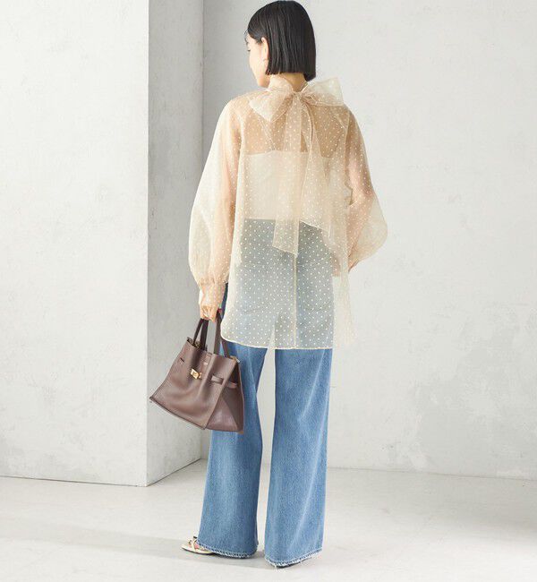 SHIPS for women「〈手洗い可能〉オーガンジー フロッキー ドット リボン ブラウス」|シャツ・ブラウス|