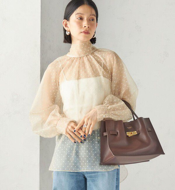 SHIPS for women「〈手洗い可能〉オーガンジー フロッキー ドット リボン ブラウス」|シャツ・ブラウス|