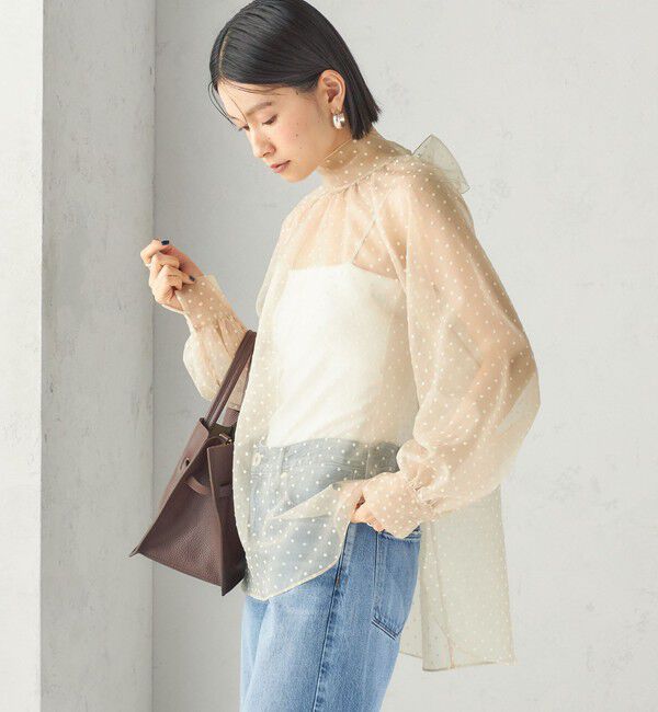 SHIPS for women「〈手洗い可能〉オーガンジー フロッキー ドット リボン ブラウス」|シャツ・ブラウス|