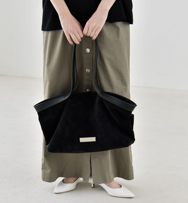 quaranciel「quaranciel: ロング ハンドル コンビ ワイド トート」|トートバッグ|ブラック